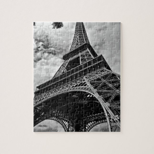 Puzzle Black White Eiffel Tower Paris Europe Travel (Vertical)