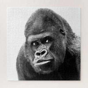 Puzzle Black White Gorilla Photo - Animals Art