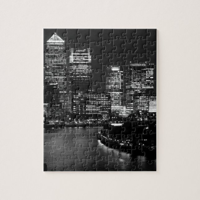 Puzzle Black White London City Night viajes Reino Unido (Vertical)