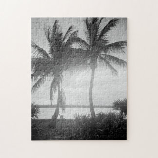 Puzzle Black & White Palm Trees in The Sunset Photograph