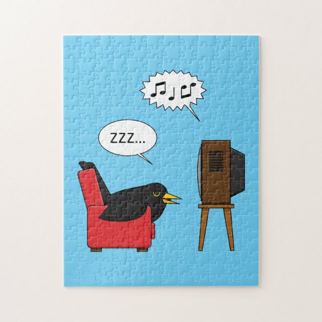Puzzle Blackbird durmiendo frente al cómic de la TV (Vertical)