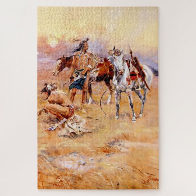 Puzzle “Blackfeet quemando el rango de búfalos de Crow” (Vertical)