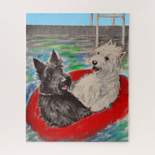 Puzzle Blackie y Whitie en una balsa