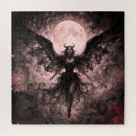 Puzzle Blackwing Moon - AI Fantasy Digital Art Print