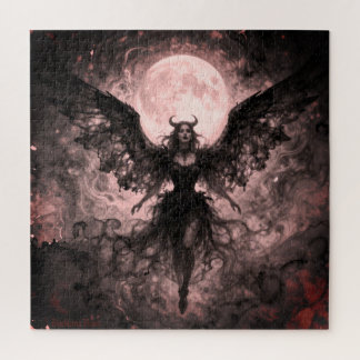 Puzzle Blackwing Moon - AI Fantasy Digital Art Print