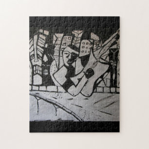 PUZZLE BLANCO NEGRO ABSTRACTO GUITARISTA
