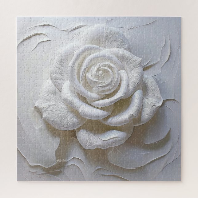 Puzzle Blanco Sobre Blanco - Rosa Esculpida (Vertical)