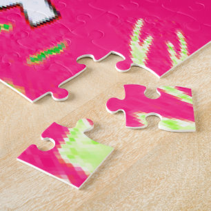 Puzzle Blank baby vivid pink floral purple shade monogram