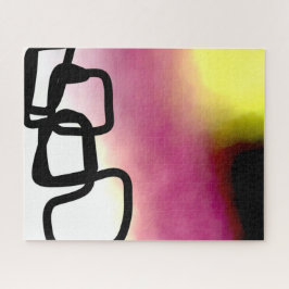 Puzzle Blockchain: Resumen rosa, amarillo, negro y blanco