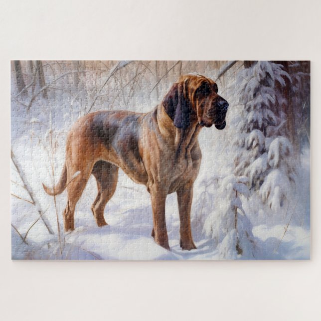Puzzle Bloodhound Deja que nieve Navidad (Horizontal)