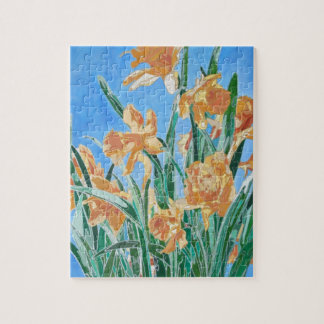 Puzzle Blooming Golden Daffodils Bold Line Art