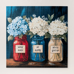 Puzzle Blooming Vintage Country Hydrangea Trio