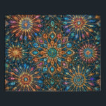 Puzzle Blooms in the Night Sky(夜空に咲く花)<br><div class="desc">Blooms in the Night Sky is a kaleidoscopic mandala artwork that captures the fleeting brilliance of fireworks through a prism of symmetry and light. Inspired by beads, crystals, and glass, the design radiates with luminous textures and vibrant hues of blue, violet, and green. The result is a fantastical yet balanced...</div>