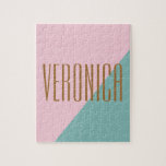 Puzzle Bloque de color geométrico Nombre personalizado Ve<br><div class="desc">Bonito Resumen moderno Bloque geométrico de color Nombre personalizado rompecabezas rompecabezas rompecabezas</div>
