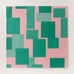 Puzzle Bloque de color rosa verde patrón moderno abstract
