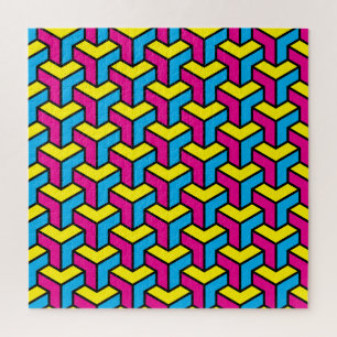 Puzzle Bloque de ilusión óptica geométrica CMYK de negrit