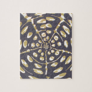 Puzzle Blue and Creamy Crop Circle Polka Dot Oval Pattern