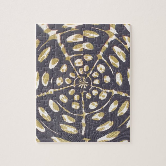 Puzzle Blue and Creamy Crop Circle Polka Dot Oval Pattern (Vertical)