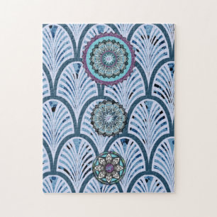Puzzle Blue Aqua Purple 3 Mandala personalizada