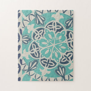 Puzzle Blue Batik Tile I