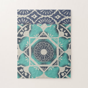 Puzzle Blue Batik Tile II