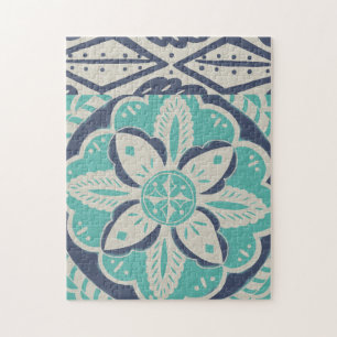 Puzzle Blue Batik Tile IV
