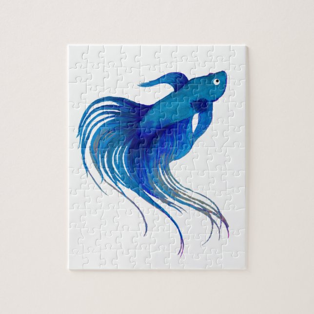 Puzzle Blue Betta Watercolor (Vertical)