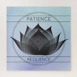 Puzzle Blue Black Lotus Patience Resilience Floral Symbol
