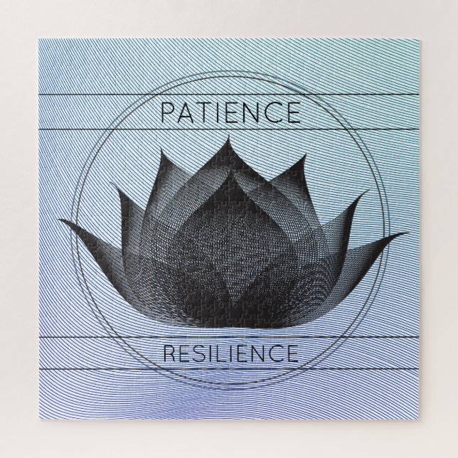 Puzzle Blue Black Lotus Patience Resilience Floral Symbol (Vertical)