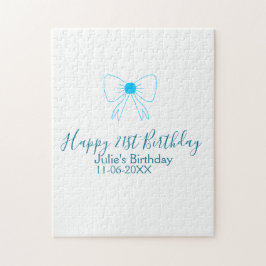 Puzzle Blue bow happy 21ᵉʳ cumpleaños date