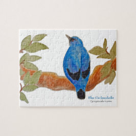 Puzzle Blue Cuckooshrike en Branch Watercolor Bird