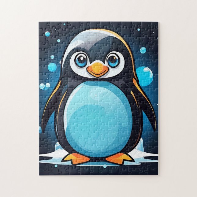 Puzzle Blue Cute pingüino animal (Vertical)