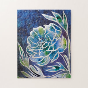 Puzzle Blue Dahlia Marina artesanal color de agua floral