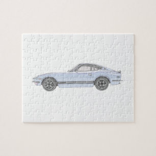 Puzzle Blue Datsun 240Z Pencil Style Rendering