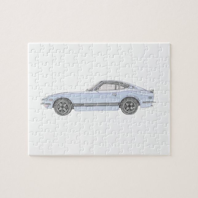Puzzle Blue Datsun 240Z Pencil Style Rendering (Horizontal)