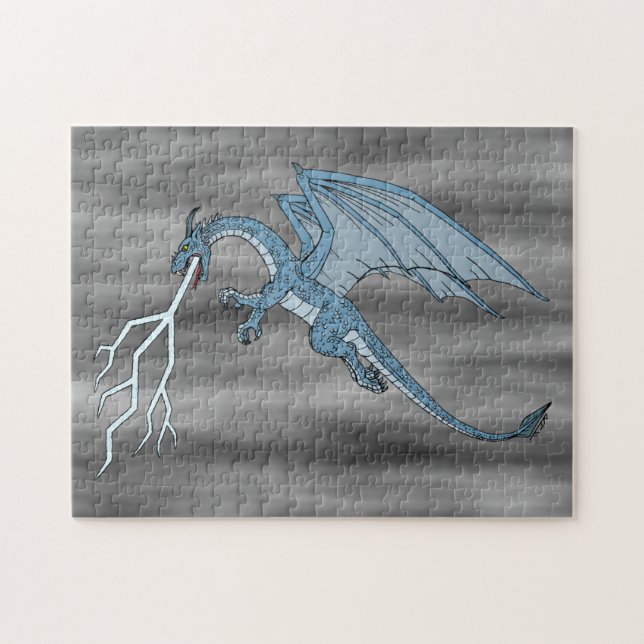 Puzzle Blue Dragon Spitting Lightning (Horizontal)