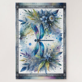 Puzzle Blue Dragonfly Botanical Watercolor