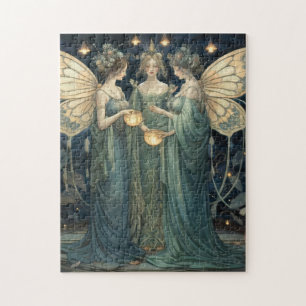 Puzzle Blue Fantasy Fairy Art Nouveau