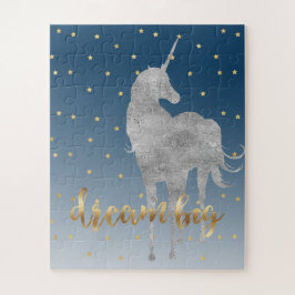 Puzzle Blue Gold Dream Stars Unicorn