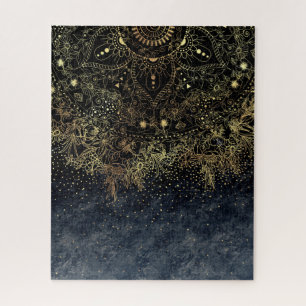 Puzzle Blue Gold Mandala Floral