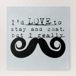 Puzzle Blue Grey Black Funny Humor I Mustache
