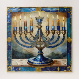 Puzzle Blue Hanukkah Menorah