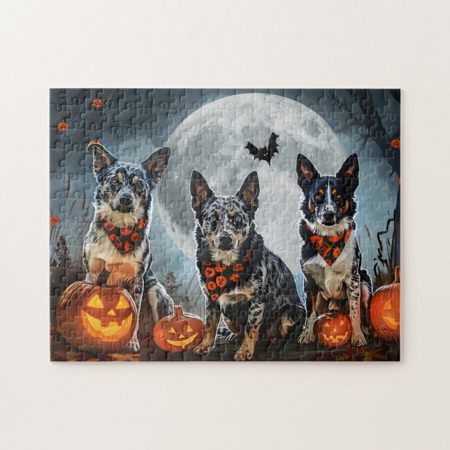 Puzzle Blue Heeler Halloween Espeluznante (Horizontal)