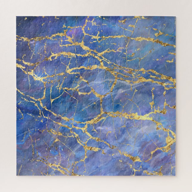 Puzzle Blue Marble Gold Textura abstracta (Vertical)