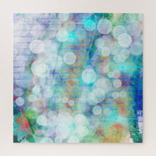 Puzzle Blue, Orange, Yellow, White Abstract Art
