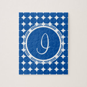 Puzzle Blue Polka Dot Monogram