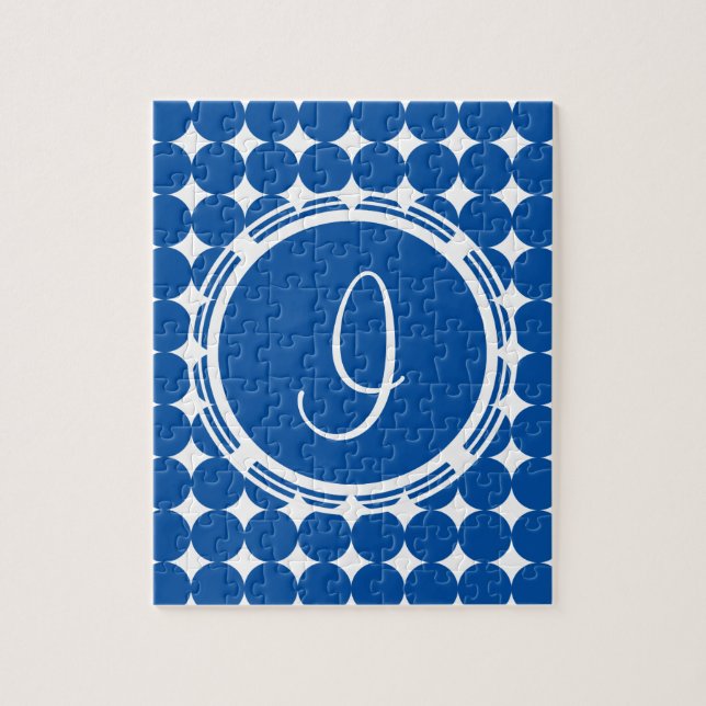 Puzzle Blue Polka Dot Monogram (Vertical)