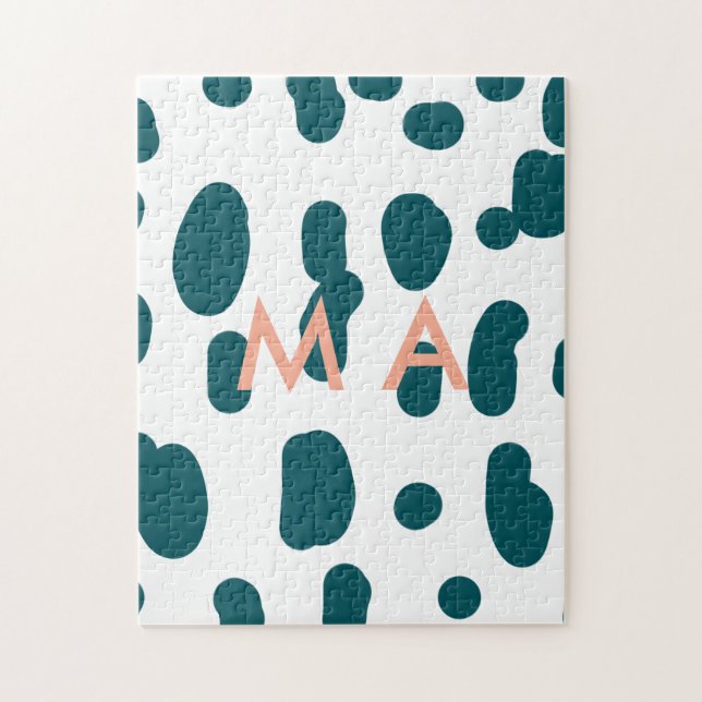Puzzle Blue polkadot orange pastel monogram man letter pa (Vertical)