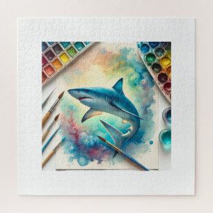 Puzzle Blue Shark 060824AREF112 - Watercolor