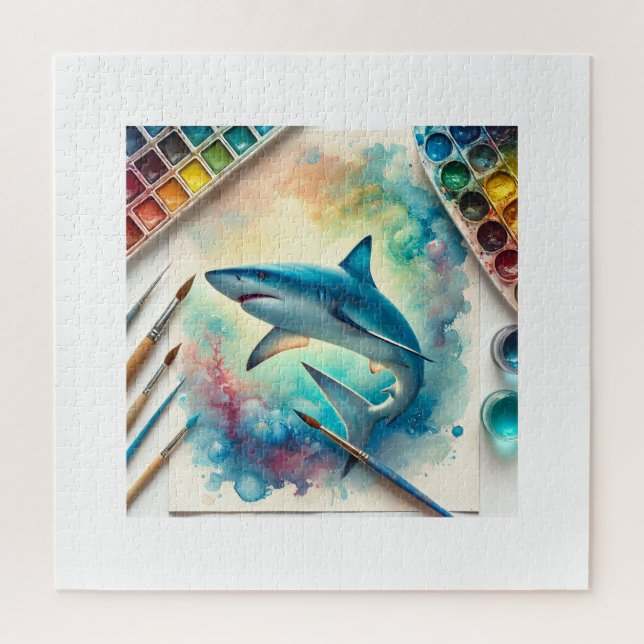 Puzzle Blue Shark 060824AREF112 - Watercolor (Vertical)